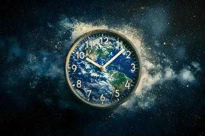 A graphic showing the earth as a clock